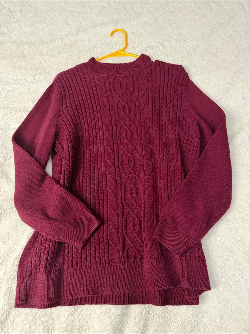 Karen Scott Cable Knit Turtleneck Sweater - Wine